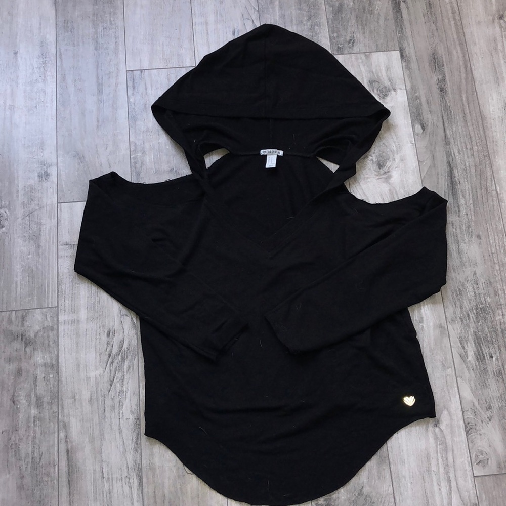 Forever 21 cut out shoulder sport hoodie